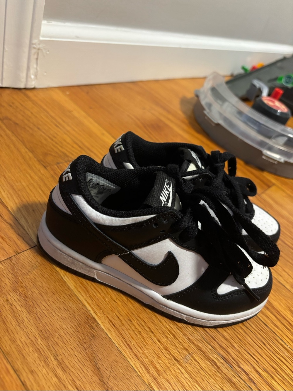 Nike Kids Black and White Swoosh Low-Top Sneakers